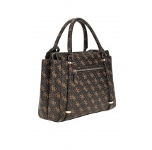 GUESS ECO ERICA 2 COMP SATCHEL ΤΣΑΝΤΑ ΓΥΝΑΙΚΕΙΑ BROWN