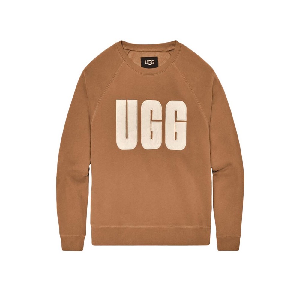 UGG MADELINE FUZZY LOGO CREWNECK ΜΠΛΟΥΖΑ ΦΟΥΤΕΡ ΓΥΝΑΙΚΕΙΑ CAMEL