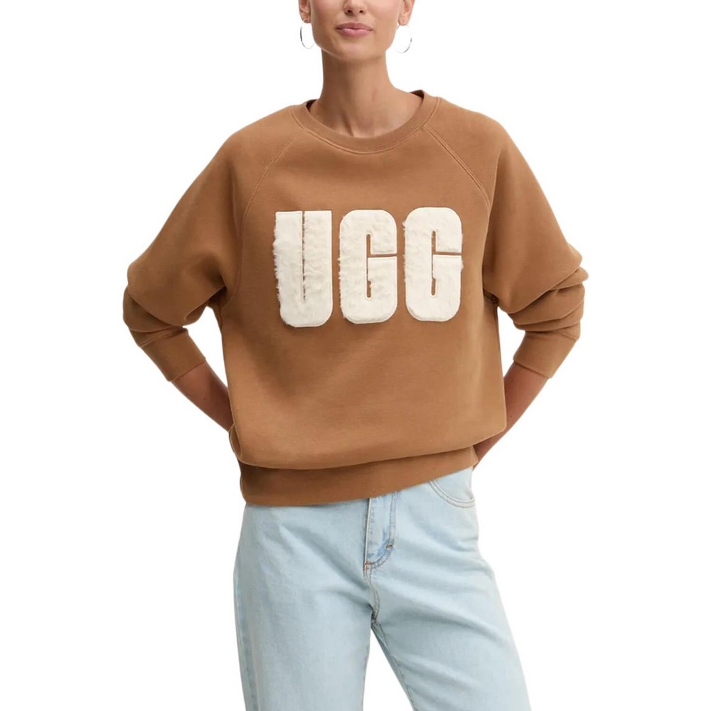 UGG MADELINE FUZZY LOGO CREWNECK ΜΠΛΟΥΖΑ ΦΟΥΤΕΡ ΓΥΝΑΙΚΕΙΑ CAMEL