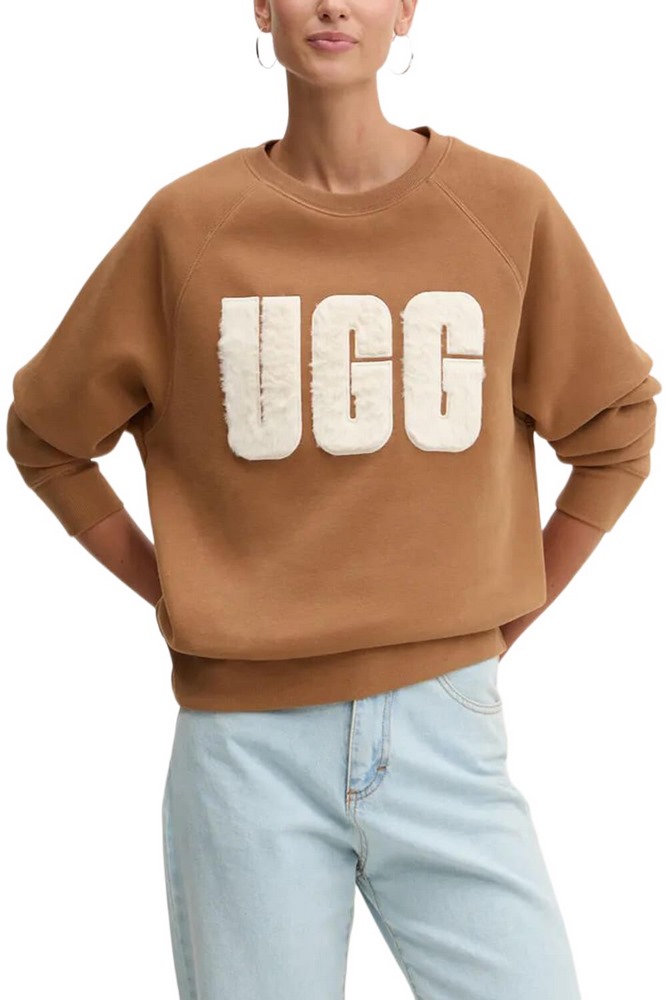 UGG MADELINE FUZZY LOGO CREWNECK ΜΠΛΟΥΖΑ ΦΟΥΤΕΡ ΓΥΝΑΙΚΕΙΑ CAMEL