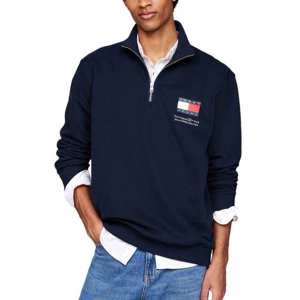 TOMMY JEANS REG ENTRY HALF ZIP ΜΠΛΟΥΖΑ ΦΟΥΤΕΡ ΑΝΔΡΙΚΗ DARK NAVY