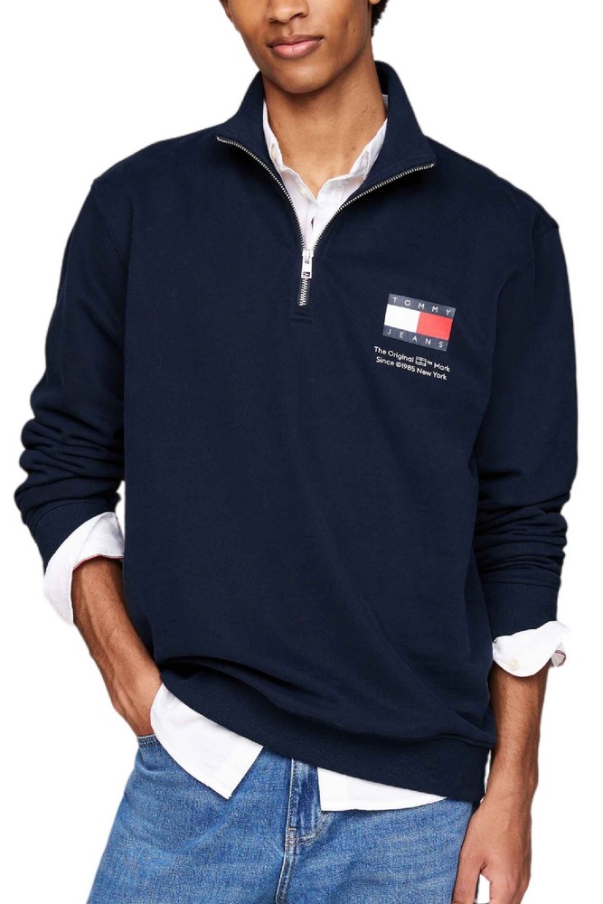 TOMMY JEANS REG ENTRY HALF ZIP ΜΠΛΟΥΖΑ ΦΟΥΤΕΡ ΑΝΔΡΙΚΗ DARK NAVY