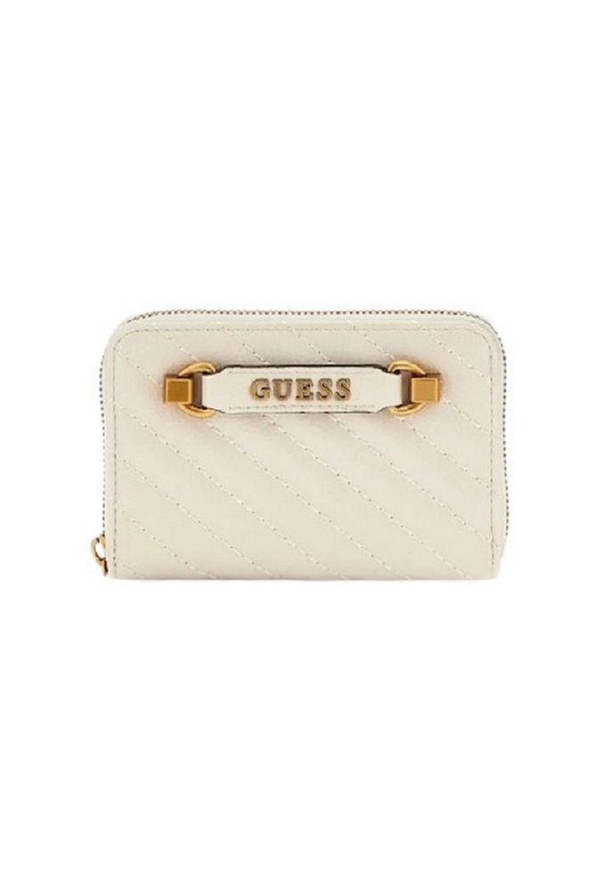 GUESS SELA SLG MEDIUM ZIP ΠΟΡΤΟΦΟΛΙ ΓΥΝΑΙΚΕΙΟ ECRU