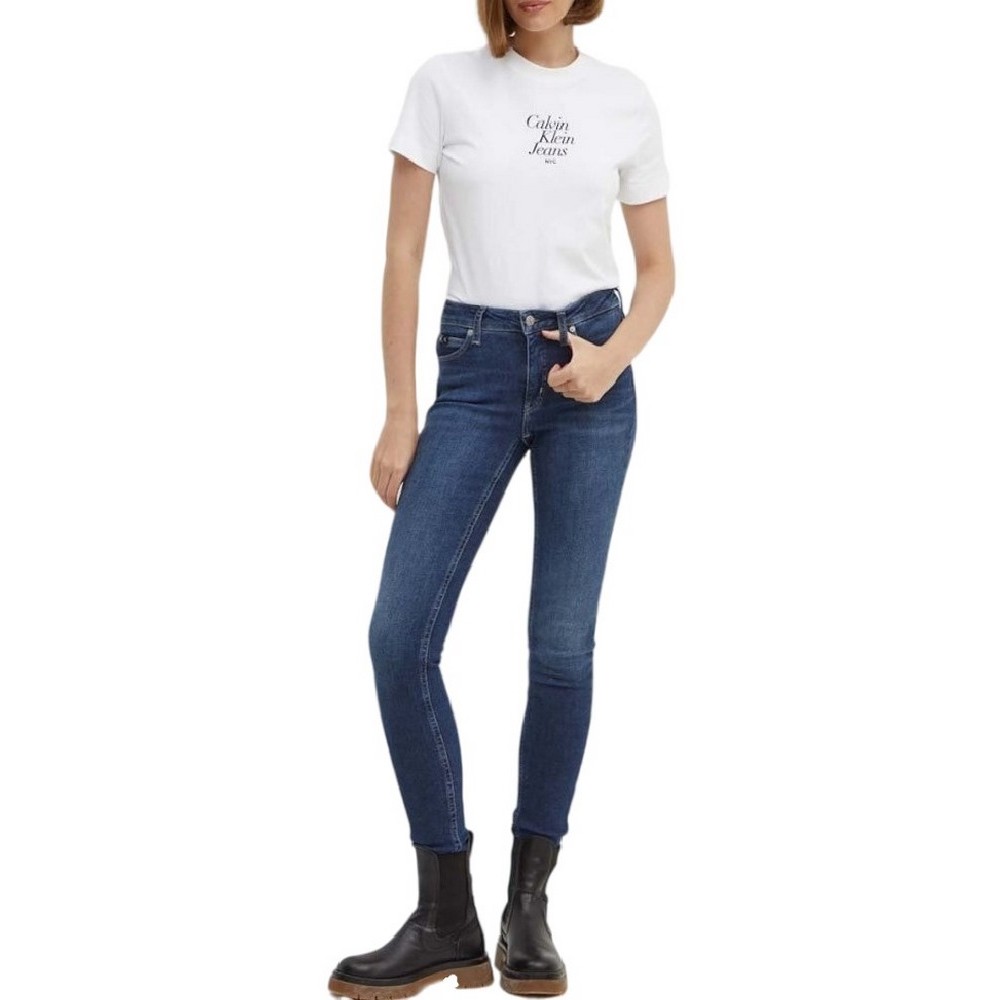 CALVIN KLEIN JEANS MID RISE SKINNY ΠΑΝΤΕΛΟΝΙ ΓΥΝΑΙΚΕΙΟ BLUΕ DENIM