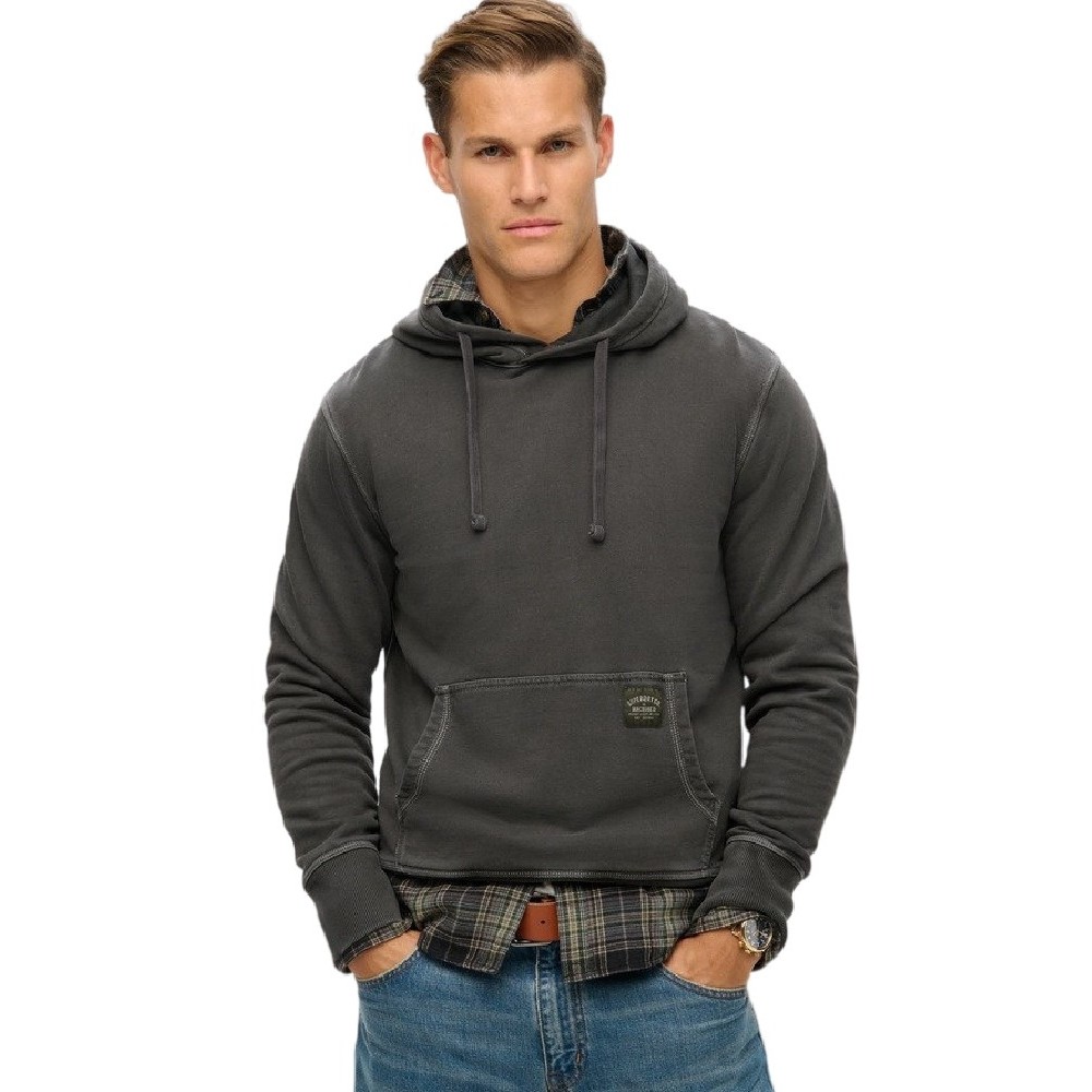 SUPERDRY D2 OVIN CONTRAST STITCH RELAXED HOODIE ΦΟΥΤΕΡ ΜΠΛΟΥΖΑ ΑΝΔΡΙΚΗ WASHED BLACK