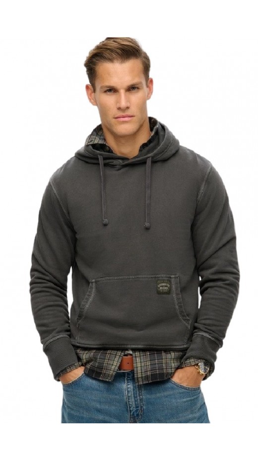 SUPERDRY D2 OVIN CONTRAST STITCH RELAXED HOODIE ΦΟΥΤΕΡ ΜΠΛΟΥΖΑ ΑΝΔΡΙΚΗ WASHED BLACK