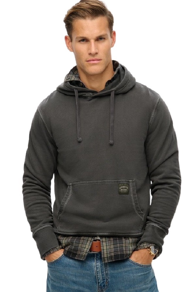 SUPERDRY D2 OVIN CONTRAST STITCH RELAXED HOODIE ΦΟΥΤΕΡ ΜΠΛΟΥΖΑ ΑΝΔΡΙΚΗ WASHED BLACK