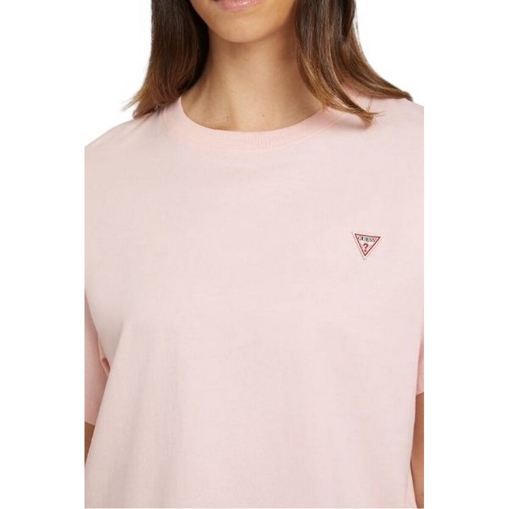 GUESS JEANS SS CN REG MINI TRIANGLE TEE T-SHIRT ΜΠΛΟΥΖΑ ΓΥΝΑΙΚΕΙΑ PINK