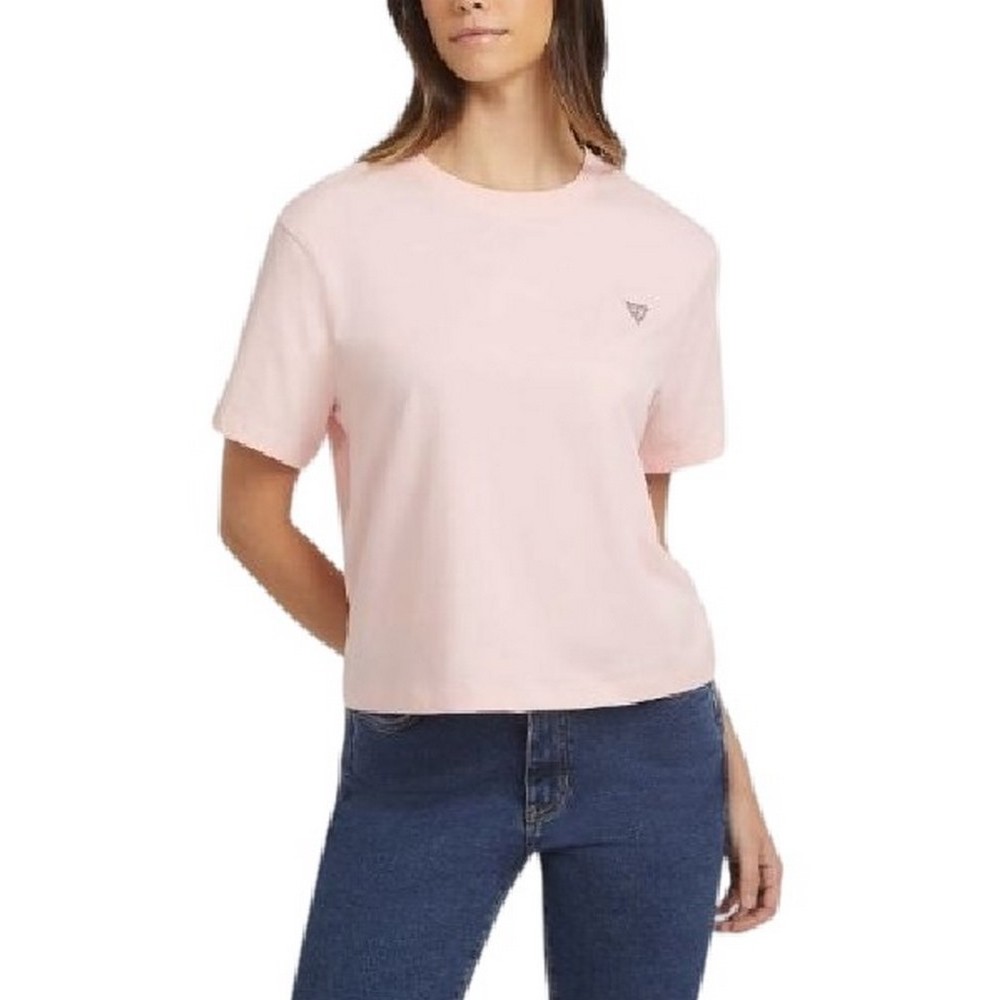 GUESS JEANS SS CN REG MINI TRIANGLE TEE T-SHIRT ΜΠΛΟΥΖΑ ΓΥΝΑΙΚΕΙΑ PINK