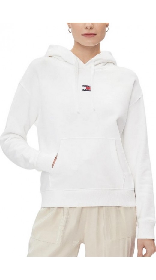 TOMMY JEANS BXY BADGE HOODIE ΦΟΥΤΕΡ ΓΥΝΑΙΚΕΙΟ WHITE