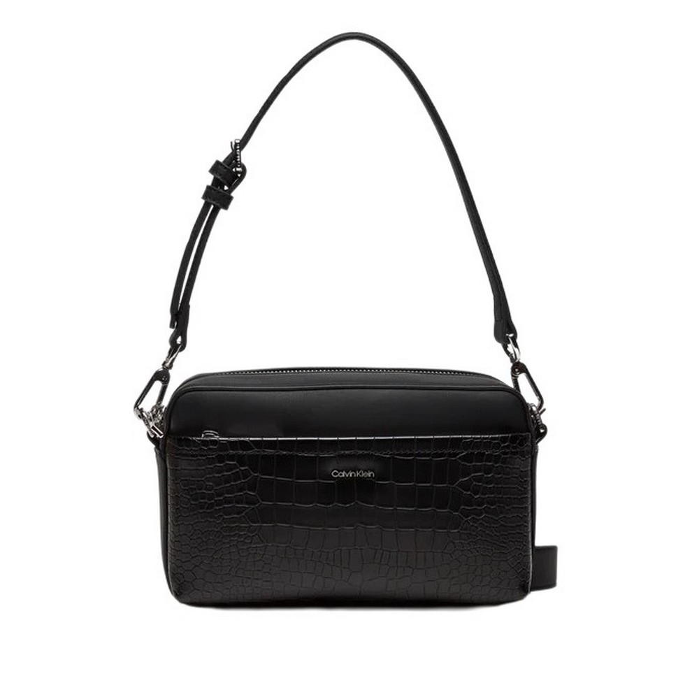 CALVIN KLEIN MUST CONV CAMERA BAG_CROCO ΤΣΑΝΤΑ ΓΥΝΑΙΚΕΙΑ BLACK