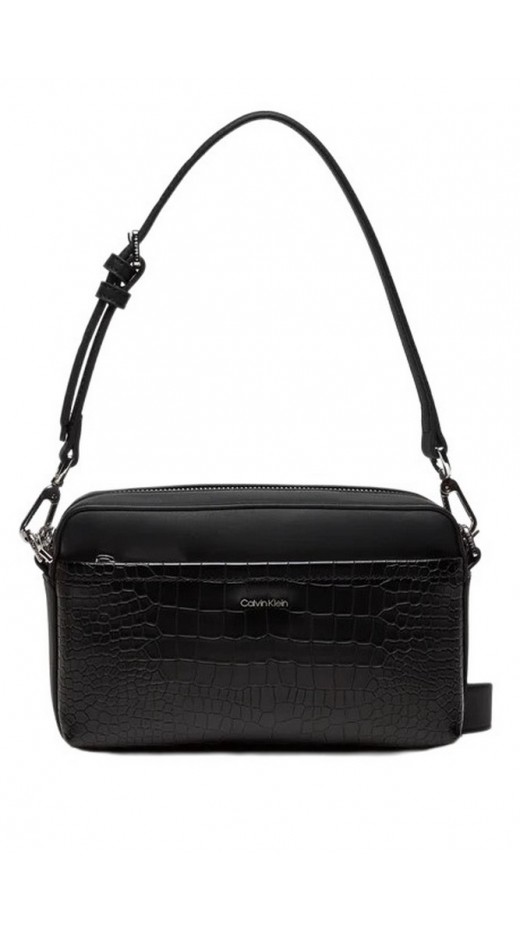 CALVIN KLEIN MUST CONV CAMERA BAG_CROCO ΤΣΑΝΤΑ ΓΥΝΑΙΚΕΙΑ BLACK