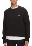 TOMMY JEANS  REG BADGE SWEATER ΜΠΛΟΥΖΑ ΠΛΕΚΤΗ ΑΝΔΡΙΚΗ BLACK