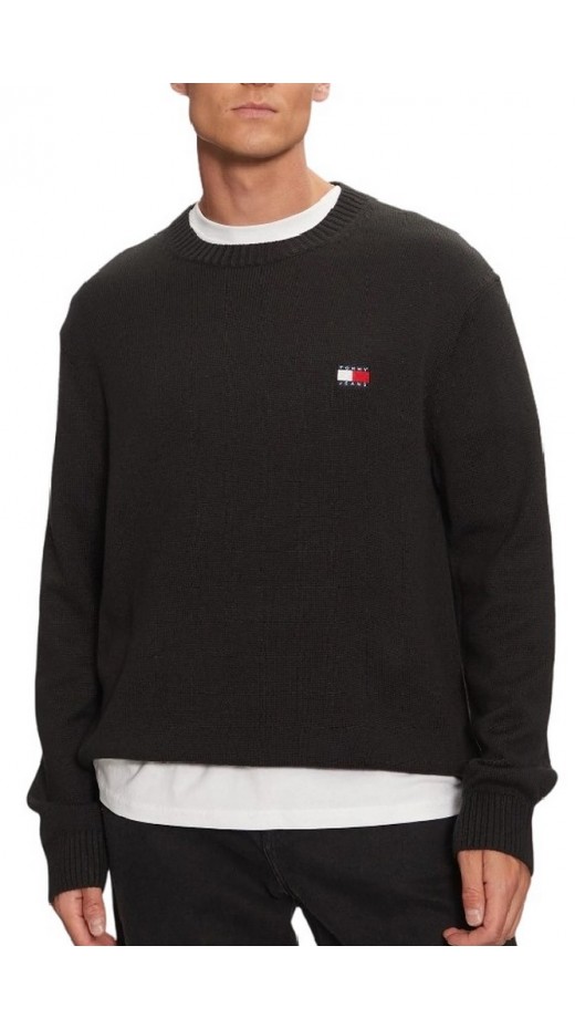 TOMMY JEANS  REG BADGE SWEATER ΜΠΛΟΥΖΑ ΠΛΕΚΤΗ ΑΝΔΡΙΚΗ BLACK