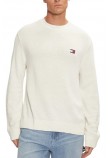 TOMMY JEANS  REG BADGE SWEATER ΜΠΛΟΥΖΑ ΠΛΕΚΤΗ ΑΝΔΡΙΚΗ WHITE