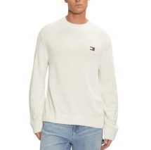 TOMMY JEANS  REG BADGE SWEATER ΜΠΛΟΥΖΑ ΠΛΕΚΤΗ ΑΝΔΡΙΚΗ WHITE