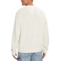 TOMMY JEANS  REG BADGE SWEATER ΜΠΛΟΥΖΑ ΠΛΕΚΤΗ ΑΝΔΡΙΚΗ WHITE