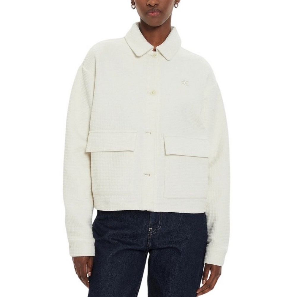 CALVIN KLEIN JEANS WAFFLE KNIT TRUCKER JACKET ΖΑΚΕΤΑ ΓΥΝΑΙΚΕΙΑ IVORY