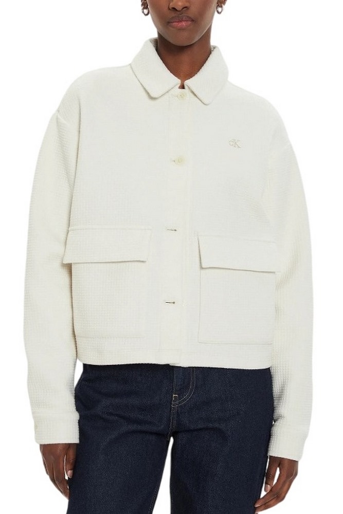 CALVIN KLEIN JEANS WAFFLE KNIT TRUCKER JACKET ΖΑΚΕΤΑ ΓΥΝΑΙΚΕΙΑ IVORY