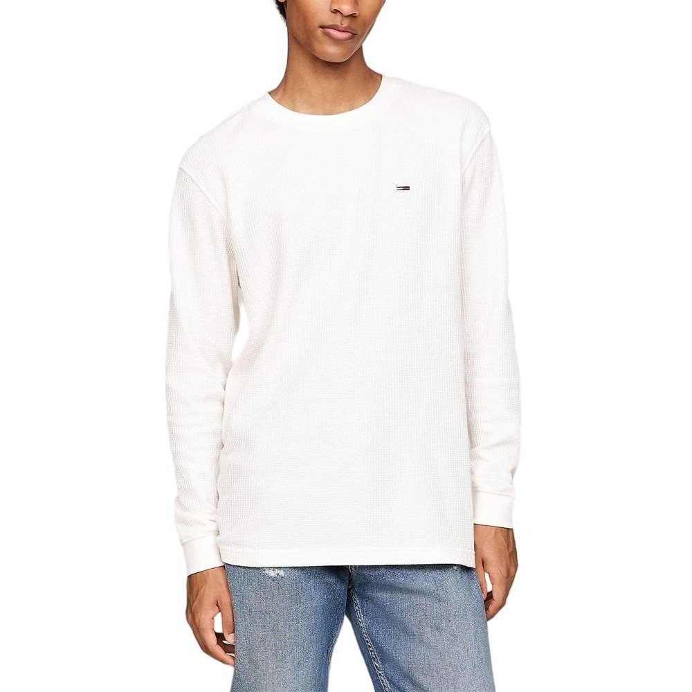 TOMMY JEANS REG WAFFLE L/S TEE ΜΠΛΟΥΖΑ ΑΝΔΡΙΚΗ WHITE