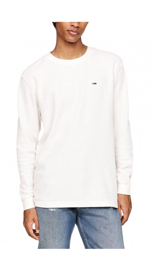 TOMMY JEANS REG WAFFLE L/S TEE ΜΠΛΟΥΖΑ ΑΝΔΡΙΚΗ WHITE