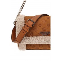 GUESS DAVIKA FLAP SHOULDER ΤΣΑΝΤΑ ΓΥΝΑΙΚΕΙΑ COGNAC