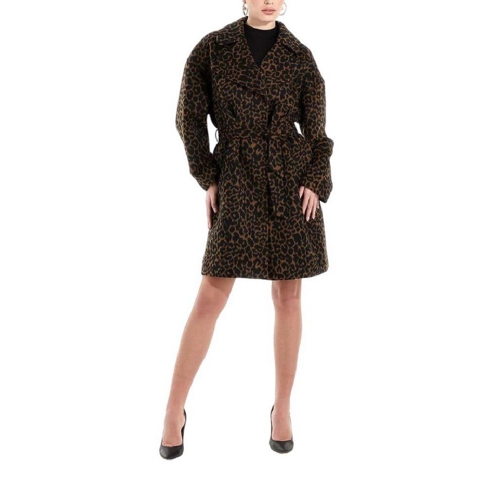 GUESS PATRIZIA BELTED COAT ΠΑΛΤΟ ΓΥΝΑΙΚΕΙΟ LEOPARD PRINT