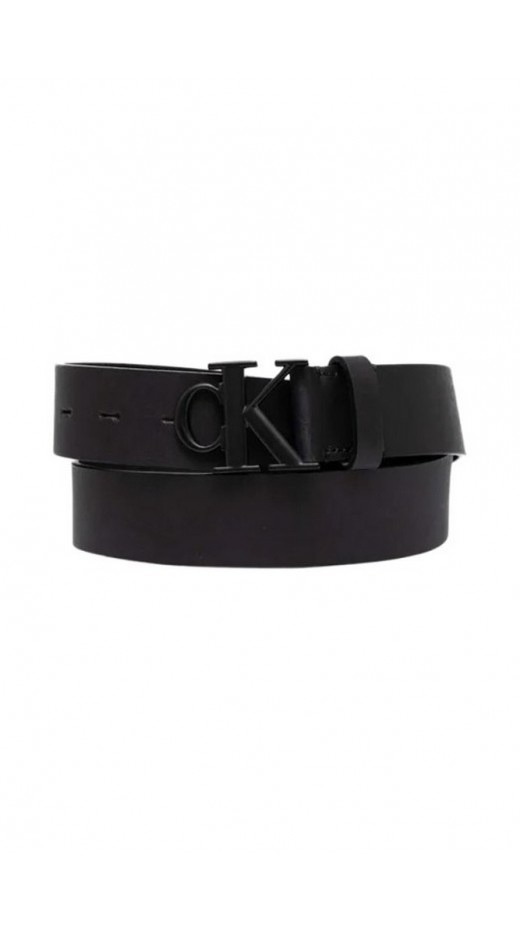 CALVIN KLEIN JEANS ROUND MONO PLAQUE LTHR BELT 35MM ΖΩΝΗ ΑΝΔΡΙΚΗ BLACK