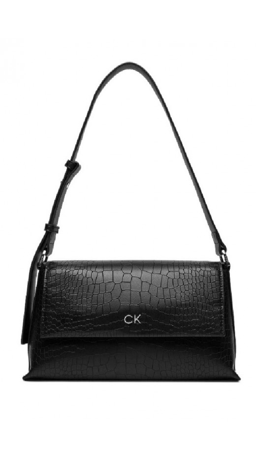 CALVIN KLEIN  DAILY SHOULDER BAG_CROCO ΤΣΑΝΤΑ ΓΥΝΑΙΚΕΙΑ BLACK