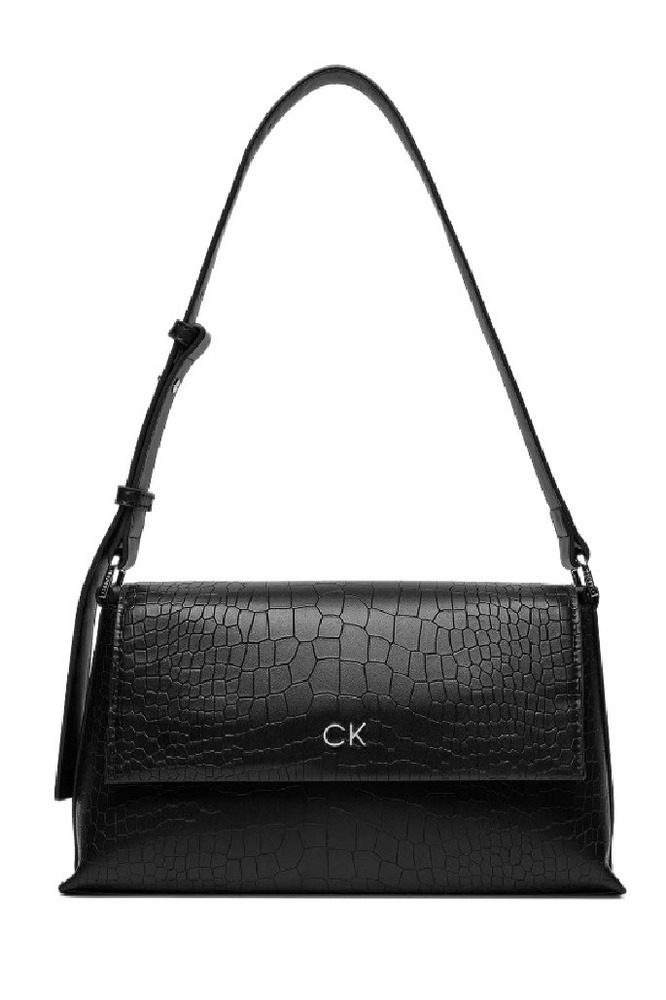 CALVIN KLEIN  DAILY SHOULDER BAG_CROCO ΤΣΑΝΤΑ ΓΥΝΑΙΚΕΙΑ BLACK