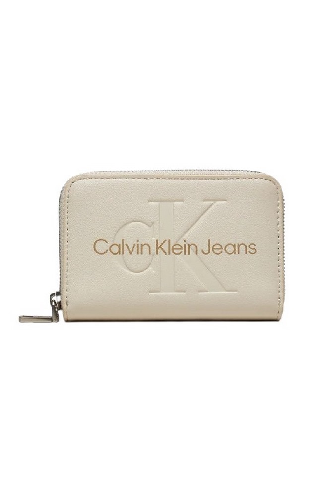 CALVIN KLEIN JEANS SCULPTED MED ZIP AROUND MONO ΠΟΡΤΟΦΟΛΙ ΓΥΝΑΙΚΕΙΟ EGGSHELL