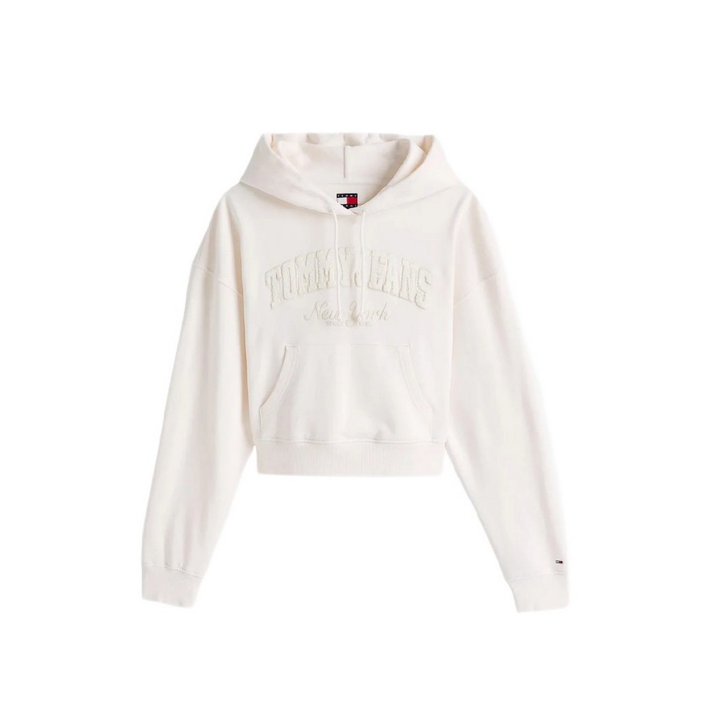 TOMMY JEANS BOXY CRP GMD VARSITY HOODIE ΦΟΥΤΕΡ ΜΠΛΟΥΖΑ ΓΥΝΑΙΚΕΙΑ IVORY