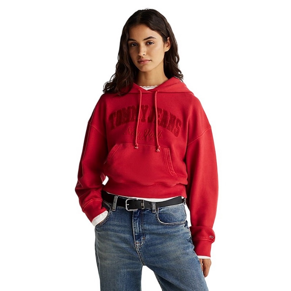 TOMMY JEANS BOXY CRP GMD VARSITY HOODIE ΦΟΥΤΕΡ ΜΠΛΟΥΖΑ ΓΥΝΑΙΚΕΙΑ RED