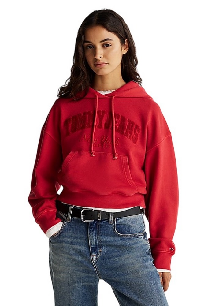 TOMMY JEANS BOXY CRP GMD VARSITY HOODIE ΦΟΥΤΕΡ ΜΠΛΟΥΖΑ ΓΥΝΑΙΚΕΙΑ RED