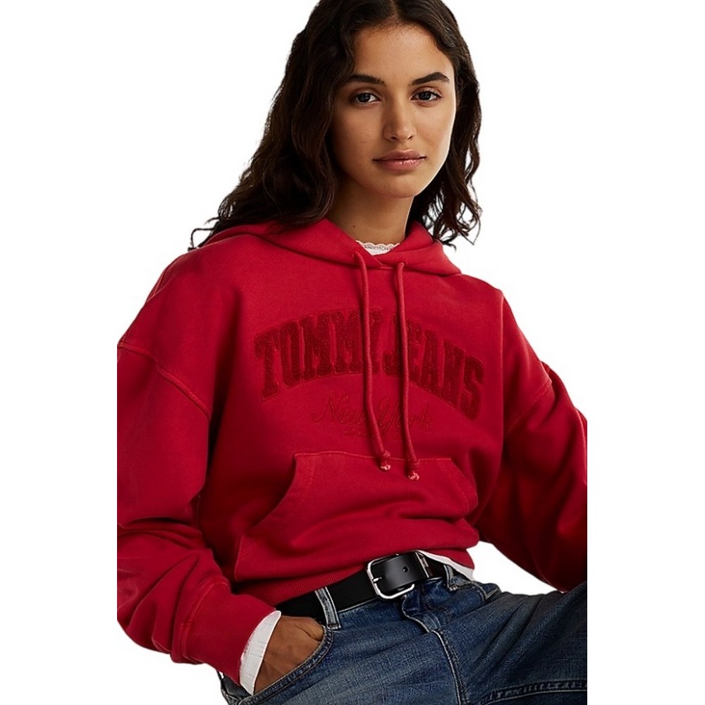 TOMMY JEANS BOXY CRP GMD VARSITY HOODIE ΦΟΥΤΕΡ ΜΠΛΟΥΖΑ ΓΥΝΑΙΚΕΙΑ RED