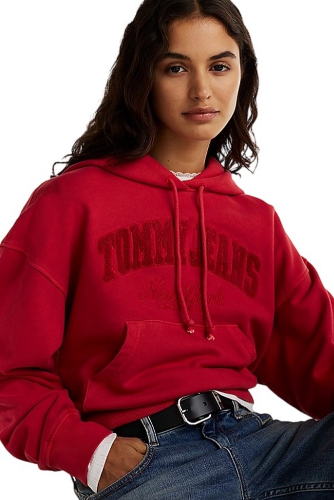 TOMMY JEANS BOXY CRP GMD VARSITY HOODIE ΦΟΥΤΕΡ ΜΠΛΟΥΖΑ ΓΥΝΑΙΚΕΙΑ RED