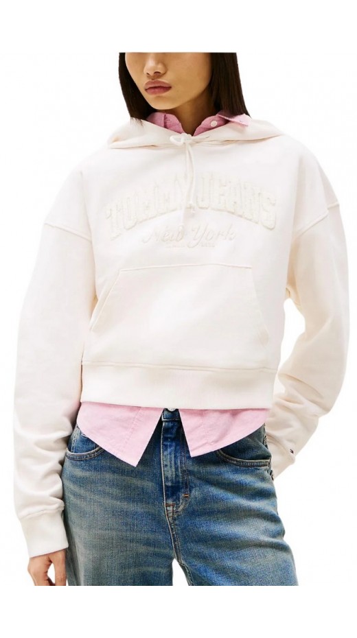 TOMMY JEANS BOXY CRP GMD VARSITY HOODIE ΦΟΥΤΕΡ ΜΠΛΟΥΖΑ ΓΥΝΑΙΚΕΙΑ IVORY