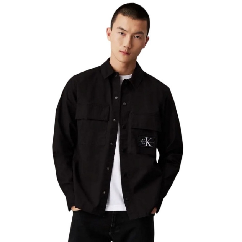 CALVIN KLEIN JEANS CARGO OVERSHIRT ΠΟΥΚΑΜΙΣΟ ΑΝΔΡΙΚΟ BLACK