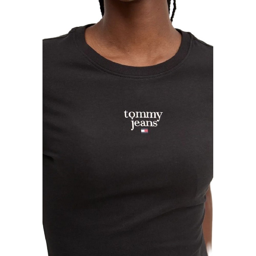 TOMMY JEANS  SLIM ESSENTIAL LOGO1 TEE T-SHIRT ΜΠΛΟΥΖΑ ΓΥΝΑΙΚΕΙΑ BLACK