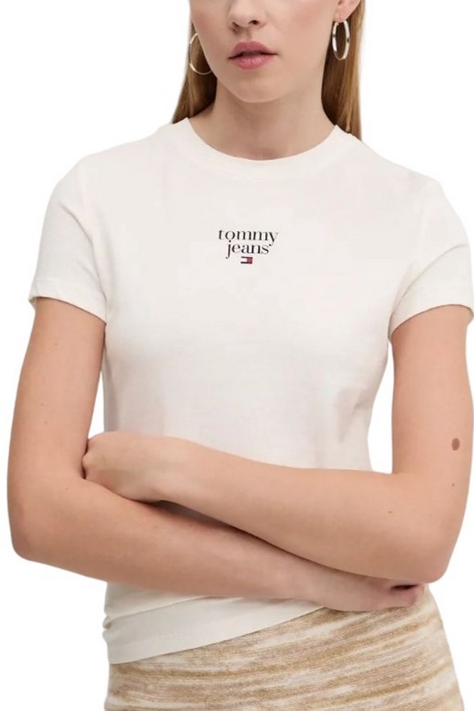 TOMMY JEANS  SLIM ESSENTIAL LOGO1 TEE T-SHIRT ΜΠΛΟΥΖΑ ΓΥΝΑΙΚΕΙΑ WHITE