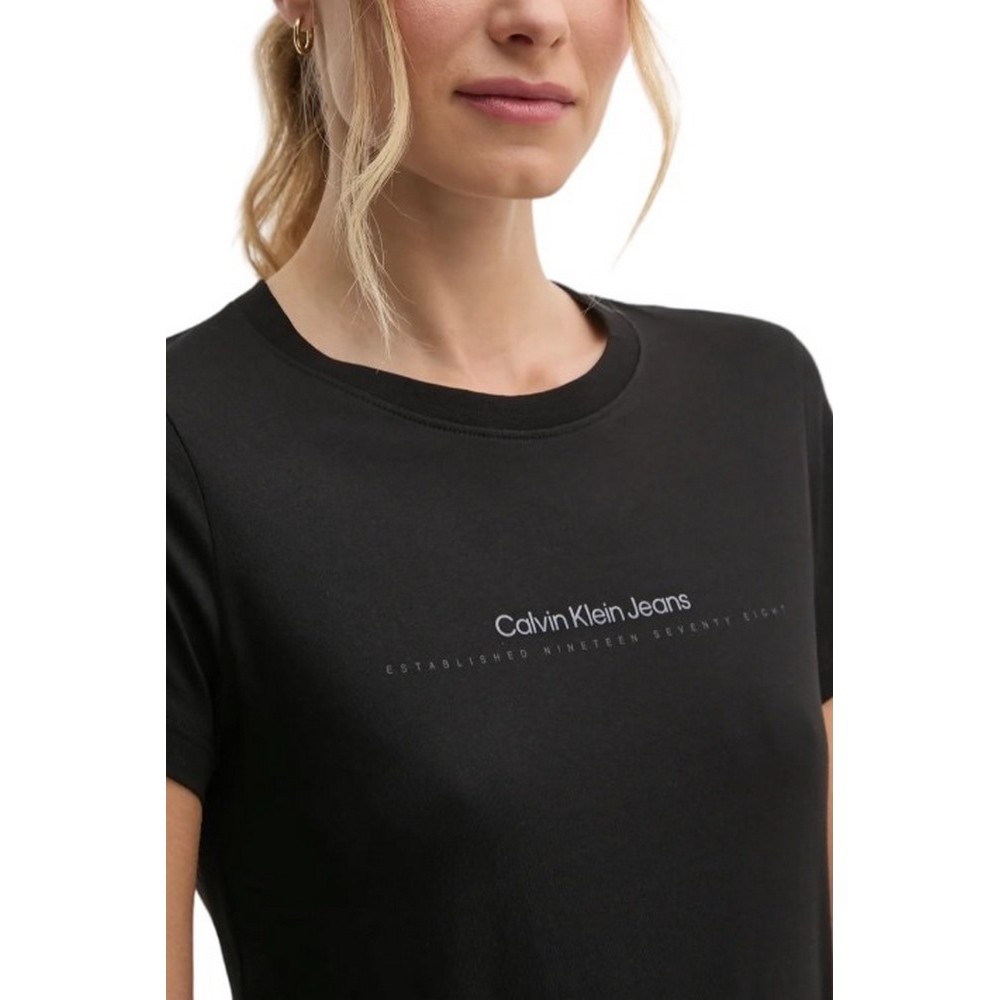 CALVIN KLEIN JEANS INSTITUTIONAL GRAPHIC SLIM ΜΠΛΟΥΖΑ ΓΥΝΑΙΚΕΙΑ BLACK