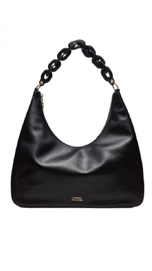 TOMMY HILFIGER SOFT LEATHER HOBO ΤΣΑΝΤΑ ΓΥΝΑΙΚΕΙΑ BLACK