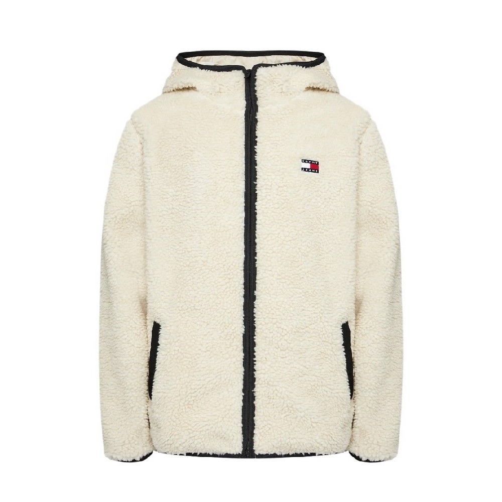 TOMMY JEANS REG BADGE TEDDY ZIP ΜΠΟΥΦΑΝ ΑΝΔΡΙΚΟ OFF WHITE