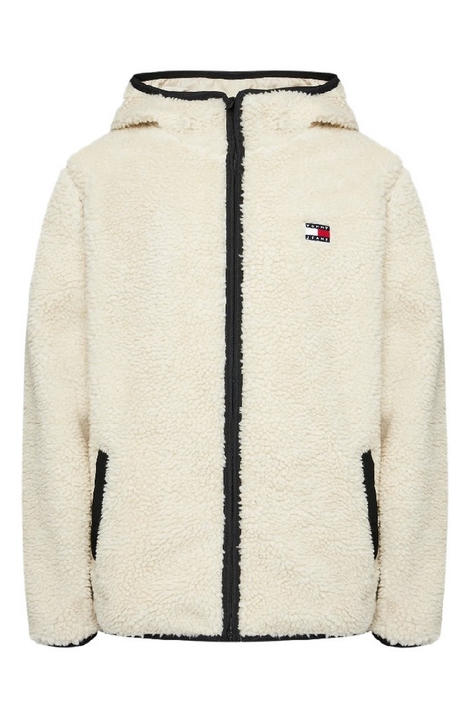 TOMMY JEANS REG BADGE TEDDY ZIP ΜΠΟΥΦΑΝ ΑΝΔΡΙΚΟ OFF WHITE