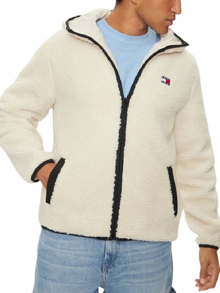 TOMMY JEANS REG BADGE TEDDY ZIP ΜΠΟΥΦΑΝ ΑΝΔΡΙΚΟ OFF WHITE