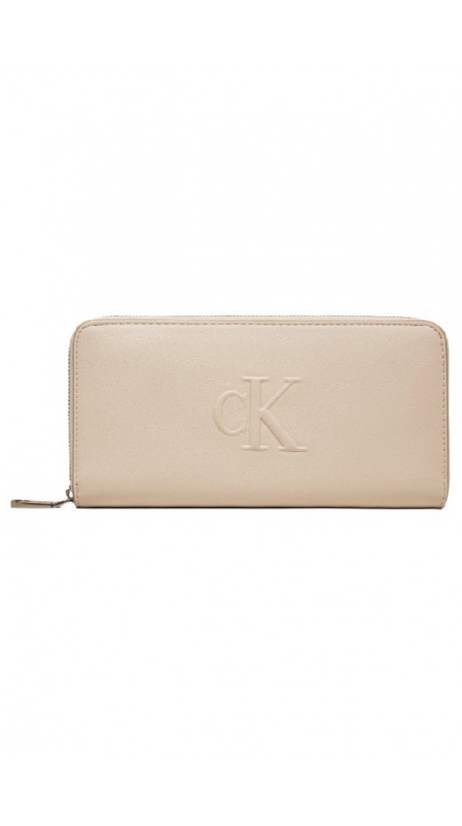 CALVIN KLEIN JEANS SCULPTED ZIP AROUND DEBOSS ΠΟΡΤΟΦΟΛΙ ΓΥΝΑΙΚΕΙΟ CREAMY WHITE