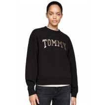 TOMMY JEANS  NW BXY GLITTER VARSITY CREW ΦΟΥΤΕΡ ΜΠΛΟΥΖΑ ΓΥΝΑΙΚΕΙΑ BLACK