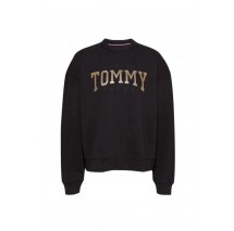 TOMMY JEANS  NW BXY GLITTER VARSITY CREW ΦΟΥΤΕΡ ΜΠΛΟΥΖΑ ΓΥΝΑΙΚΕΙΑ BLACK