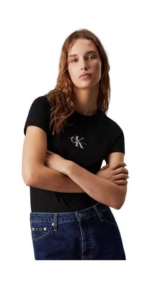 CALVIN KLEIN JEANS MONOLOGO SLIM T-SHIRT ΜΠΛΟΥΖΑ ΓΥΝΑΙΚΕΙΑ BLACK