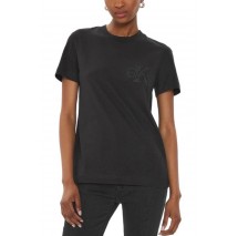 CALVIN KLEIN JEANS SATIN APPLIQUE REGULAR T-SHIRT ΜΠΛΟΥΖΑ ΓΥΝΑΙΚΕΙΑ BLACK